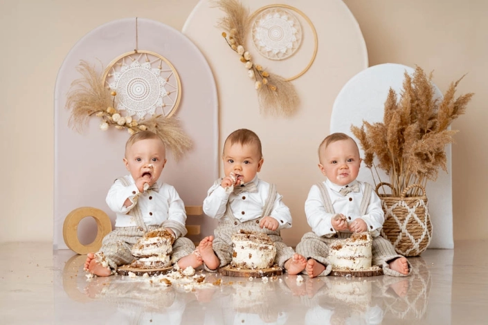 Cake Smash Fotoshooting Drillinge in Hamburg
